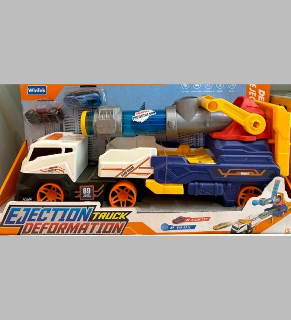 "Ejection Truck Deformation – Toy Truck with Projectile Launcher and Alloy Cars for Kids"