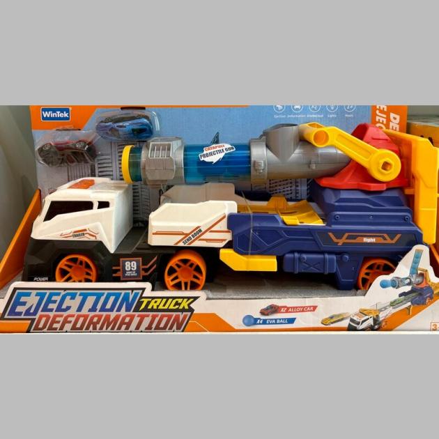 "Ejection Truck Deformation – Toy Truck with Projectile Launcher and Alloy Cars for Kids"