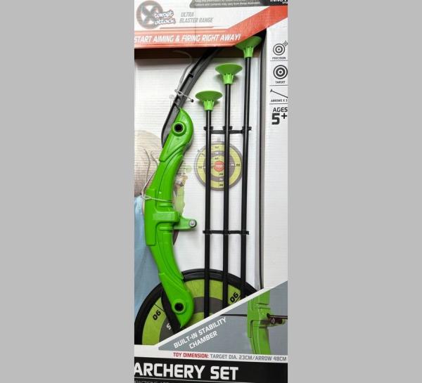 Target Attack Archery Set for Kids – Green Bow & Arrow Toy with Suction Cup Arrows and Target Board – Safe Outdoor & Indoor Play for Ages 5+
