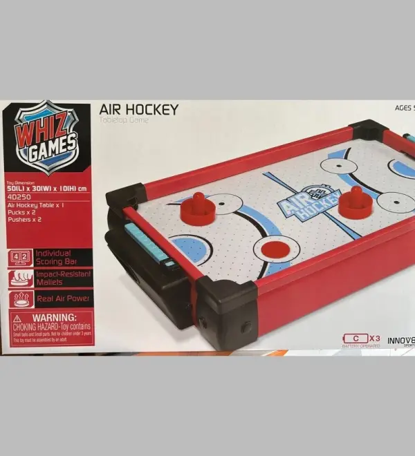 Air Hockey Tabletop Game – Battery Operated Mini Air Hockey Set for Fast-Paced Indoor Fun