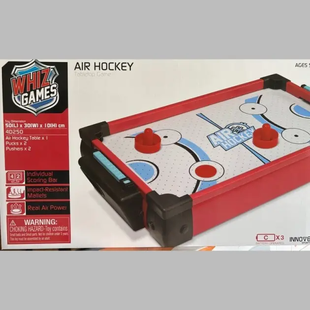 Air Hockey Tabletop Game – Battery Operated Mini Air Hockey Set for Fast-Paced Indoor Fun