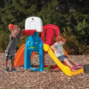 Step2 All-in-One Climber & Basketball Activity Set for Toddlers,toddler climbing slide and basketball playset – Step2
