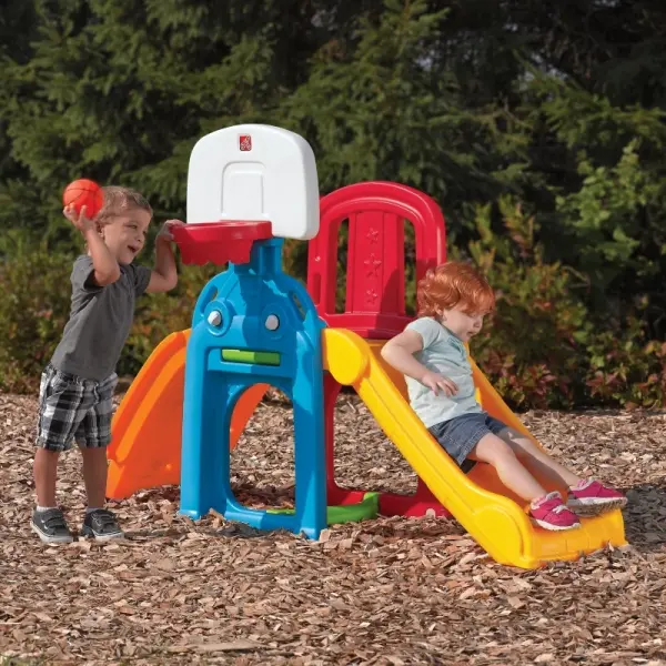Step2 All-in-One Climber & Basketball Activity Set for Toddlers,toddler climbing slide and basketball playset – Step2
