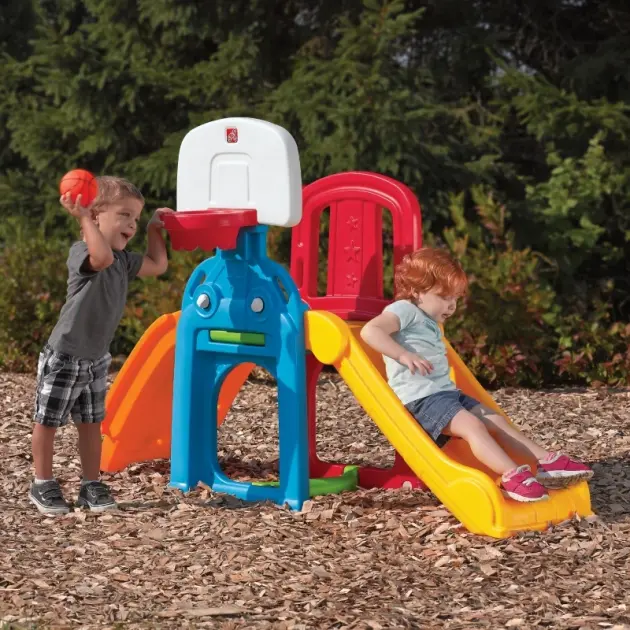 Step2 All-in-One Climber & Basketball Activity Set for Toddlers,toddler climbing slide and basketball playset – Step2