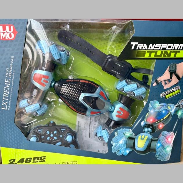 Lumo 2.4G RC Transforming Stunt Car – Gesture Control, 360° Spins, LED Lights & All-Terrain Wheels for Kids