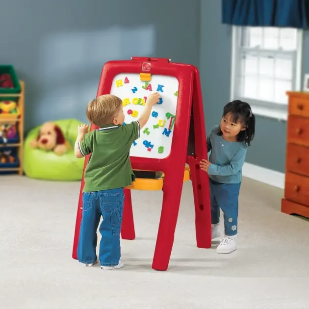 “Step2 Easel for Two – double-sided magnetic and chalkboard easel for kids’ creative play.”