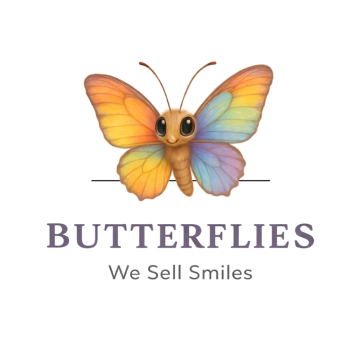 Butterflies Kids World logo – toy store for kids toys, games, stationery and gifts